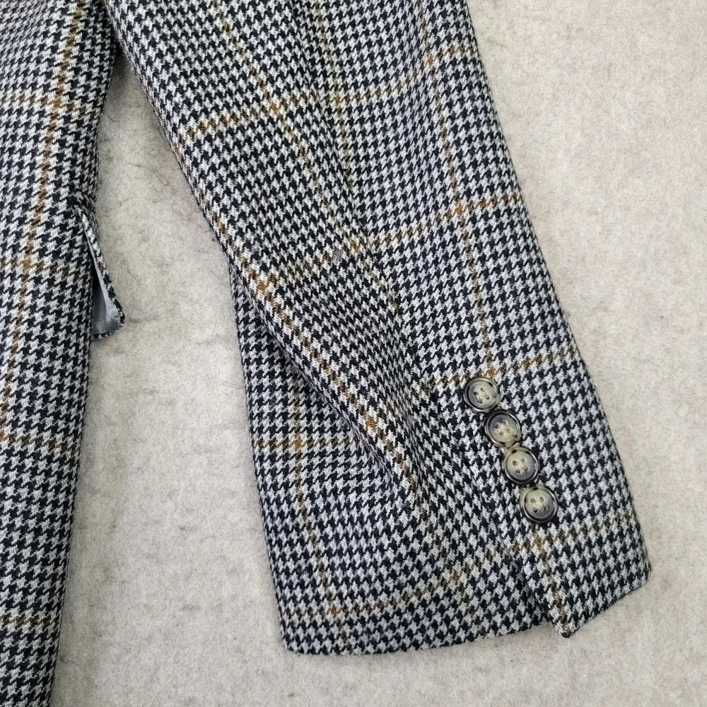 Austin Reed London Houndstooth Tweed Blazer Mens 42‎ Gray 2 Button Vintage USA